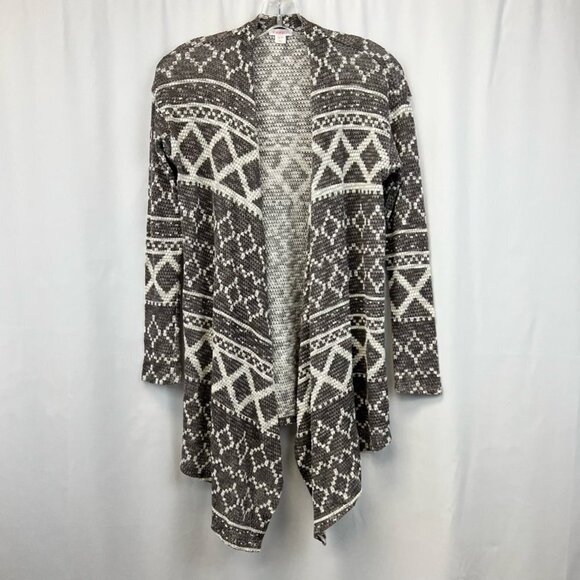Xhilaration Womens Cardigan Sweater Gray White Aztec Long Sleeve Open Front XS - Picture 1 of 11